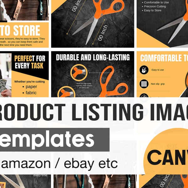 Scissor Listing Images for Amazon, listing images template, canva editable, scissor selling images, ebay listing images, canva templates