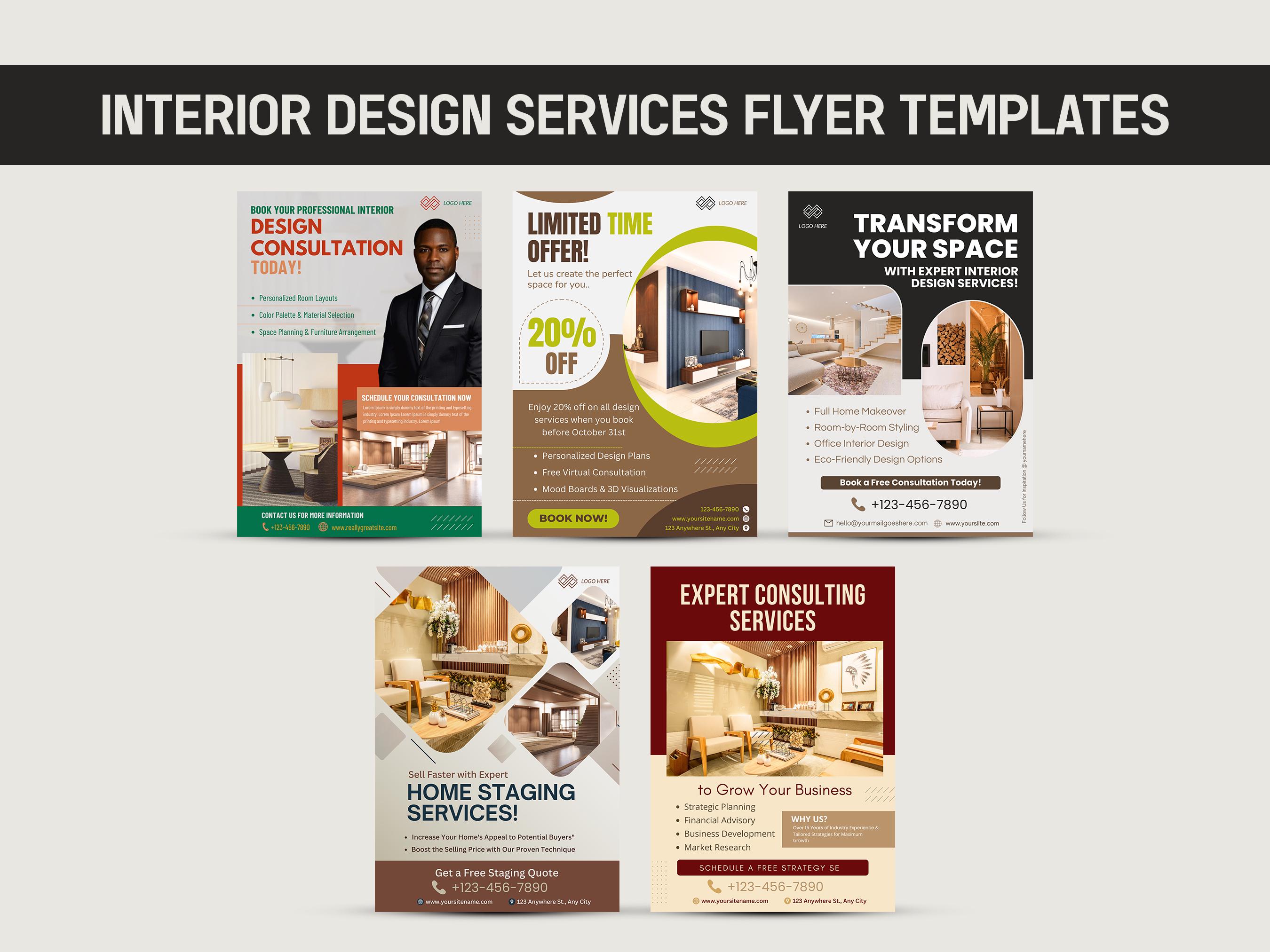 Interior Design Services Flyer Templates: Editable CANVA Design ...