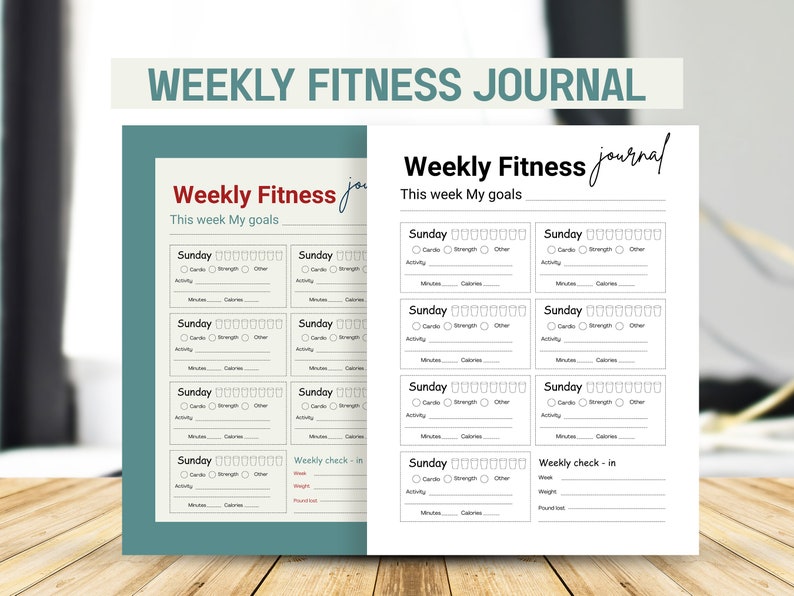 Weekly Fitness Journal Printable Template | Workout Tracker Canva Editable Planner Design - Etsy