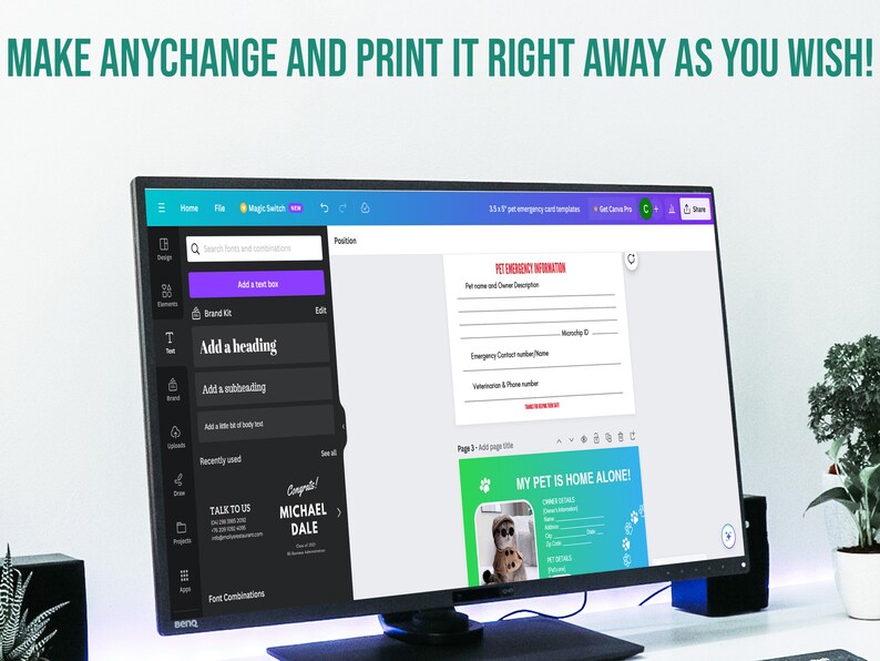 Pet Emergency Contact ID, Pet Home Alone Templates, Emergency Pets at