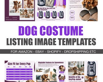 Dog Clothes Product Listing Images Template | Pet Apparel Canva Editable (7 Pages)