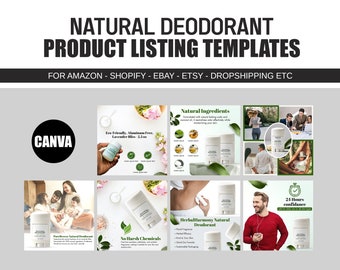 Natural Organic Deodorant product listing template, Organic Deodorant template, product listing images, zero waste deodorant, listing images