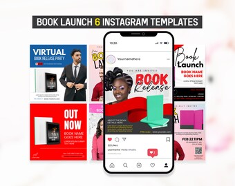Sjabloon voor boekpresentatie Instagram-bericht: bewerkbaar canva-ontwerp (6 sjablonen)