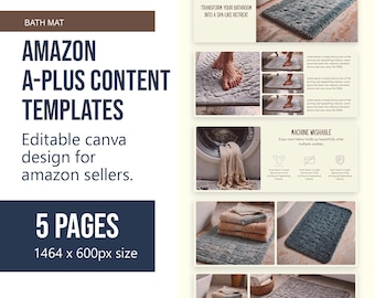 Badrumsmatta Amazon-säljare A+ Content Canva-mall | EBC-design redigerbar (digital nedladdning)