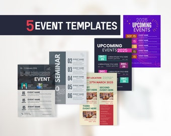Event Flyer Templates Bundle | Editable Canva Poster Designs (5 Pack)