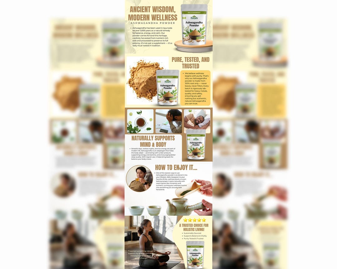 Ashwagandha Powder Amazon A+ Content Canva Template (digital Download ...