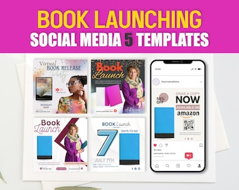 Book Launch Invitation Templates | Canva Social Media Event Designs | Author Promotion Pack