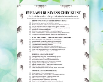 Eyelash Business Start-Up Checklist Template (CANVA Printable)
