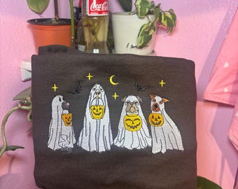 Halloween Crewnecks | Embroidered Crewneck | Halloween Embroidered Crewneck |  Dog Crewneck | Halloween Dogs Crewneck | Pet Crewneck