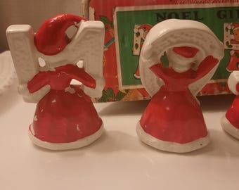 Vintage Brinnco Japan Christmas Girls Noel Figurines With Vintage Brinnco Japan Christmas Girls Noel Figurines With