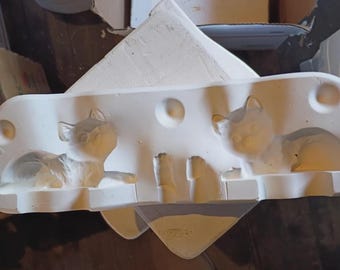 Molde de cerámica vintage Scioto con gatitos acostados, n.° S583, año 1983.