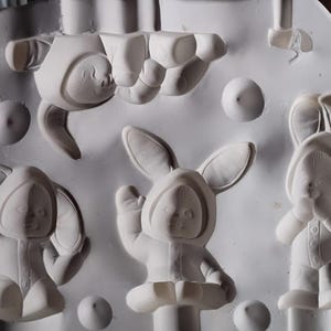 Vintage Donas Molds Tiny Tots Bunnies Ceramic Mold # D862 Year 1990 Spring