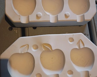 Molde de cerámica vintage Donas Molds con diseño de manzanas caseras, n.° D-1664, año 1998.