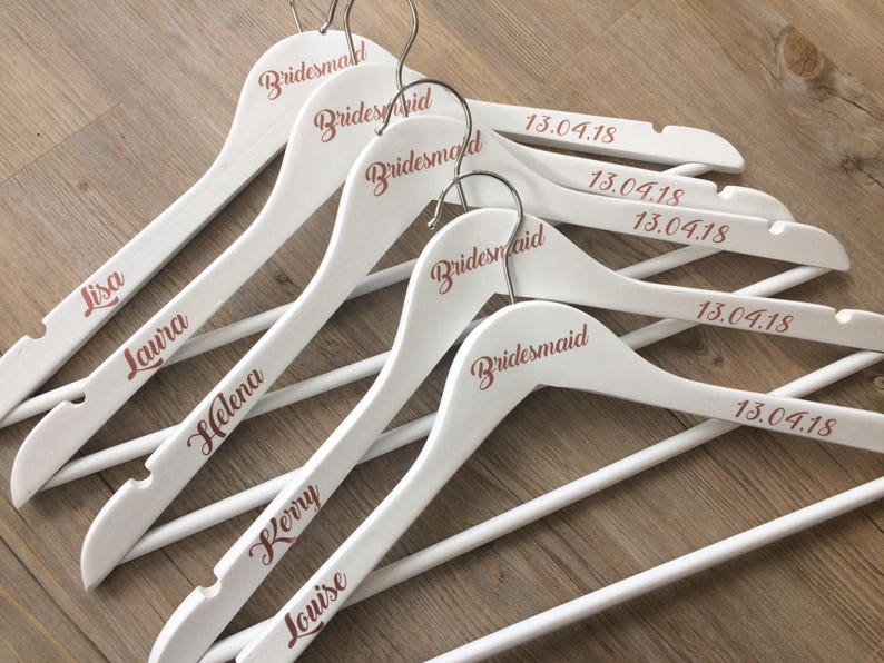 Personalised Bridal Wedding Party Coat Hangers WHITE. Text in Etsy