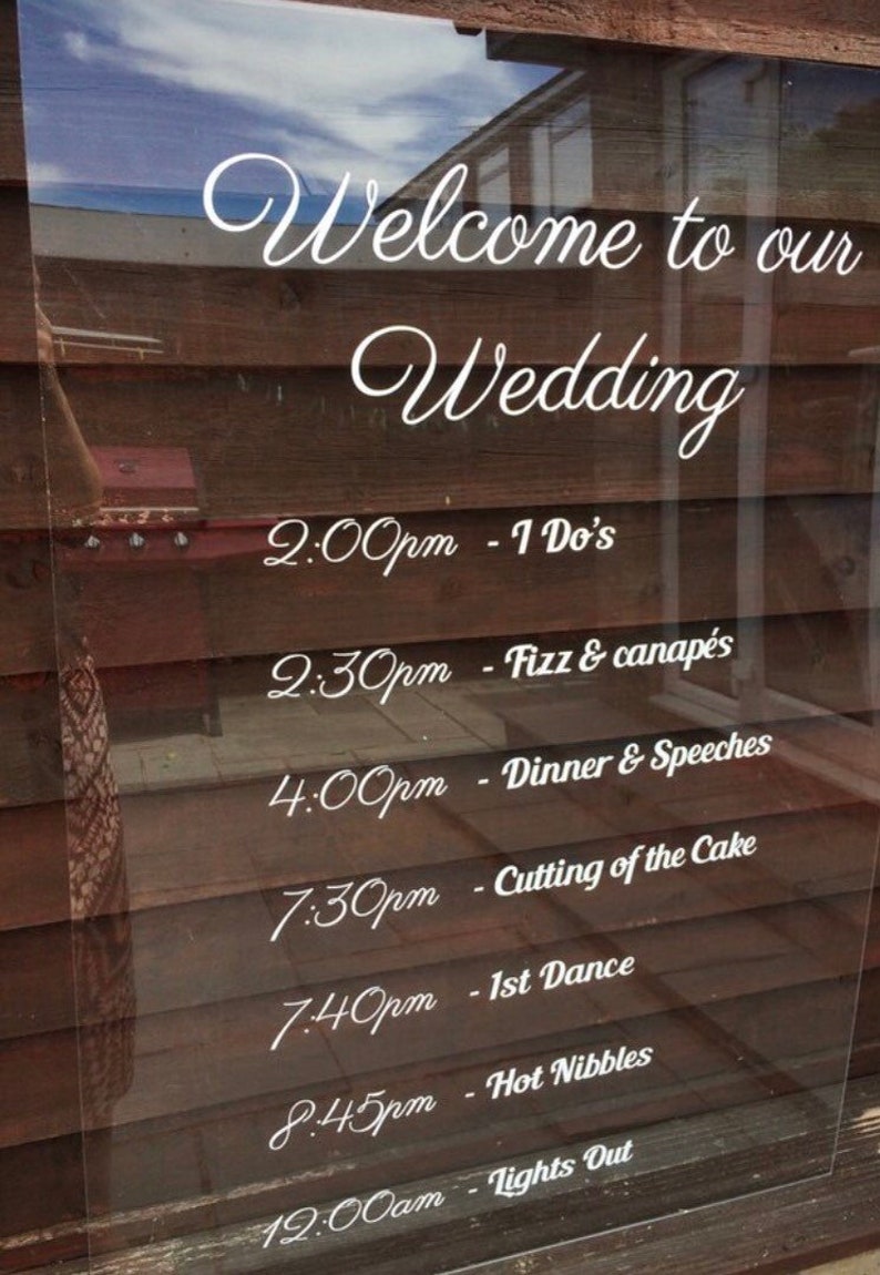 A1 Large Clear Acrylic Perspex Wedding Sign Welcome Order | Etsy