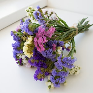 Dried Statice Flower Bouquet: Colorful Home Decor, Bridal Bouquet