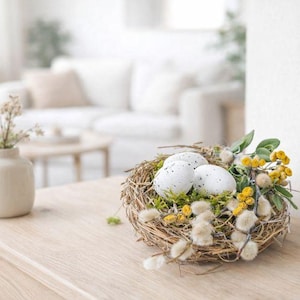 Handmade Mini Easter Nest • Rustic Farmhouse Table Centerpiece