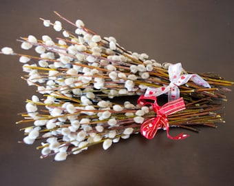 Bouquet. Willow branches, dried, palm seals, Spring decor, dried Flowers, natural material, Wedding flowers