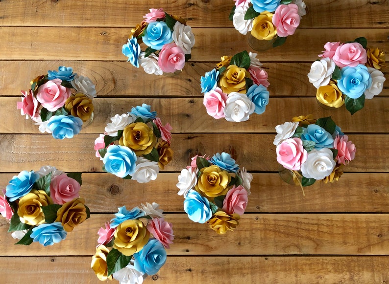 Available in any colour. Handmade Paper Flower Bouquet Table Decorations