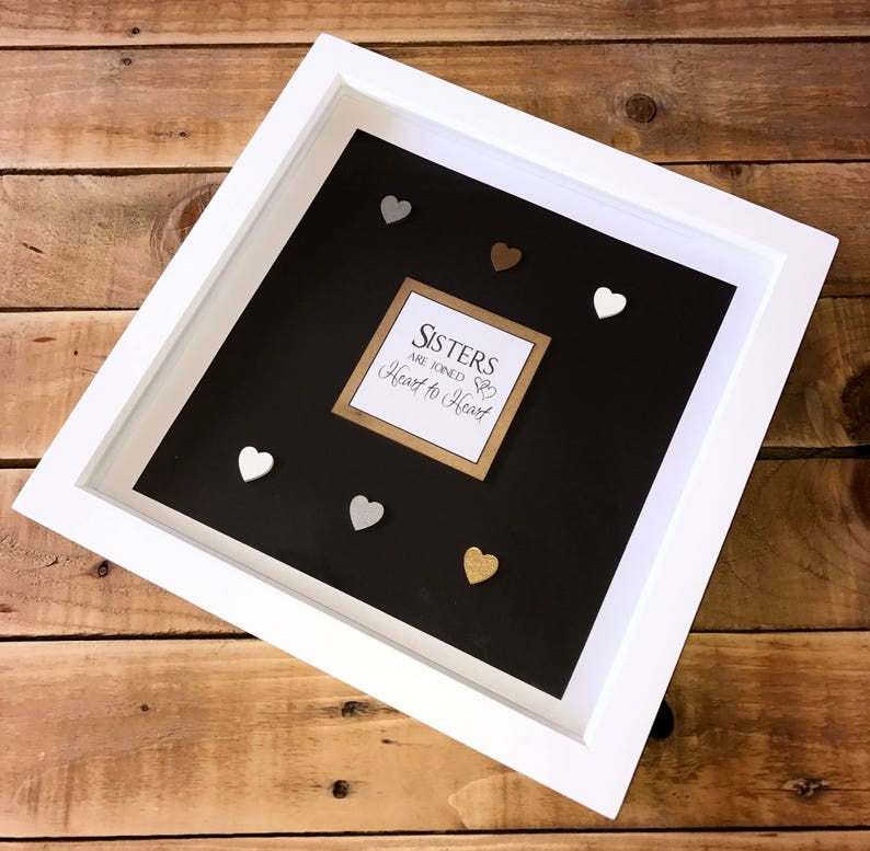 Handmade Personalised Sisters E 3d Deep Box Frame 30 X Image 0