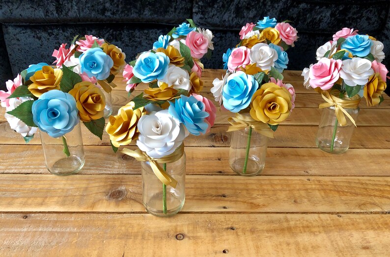 Available in any colour. Handmade Paper Flower Bouquet Table Decorations