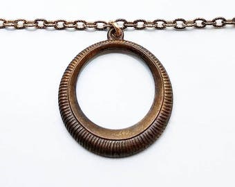 SALE 10% off Solar Bronze Choker - copper pendant antique brass choker bronze pendant, steampunk choker, brutalist shabby chic, rustic