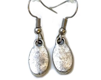 Silver Raindrop Dangle Earrings - Matching choker set available, matte silver dangle earrings, metal earrings, cyberpunk earring