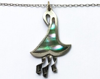 Sorting Hat Necklace Sterling Silver - vintage witch hat necklaces silver, wizard jewelry, vintage stone inlay jewelry