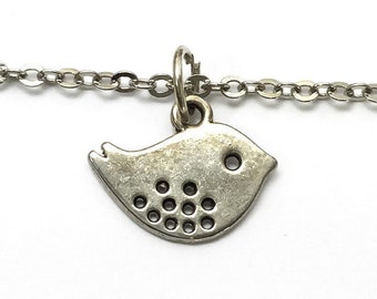 Mid Century Bird Necklace Sterling Silver -  vintage bird necklaces silver, sterling silver animal, small dove necklaces