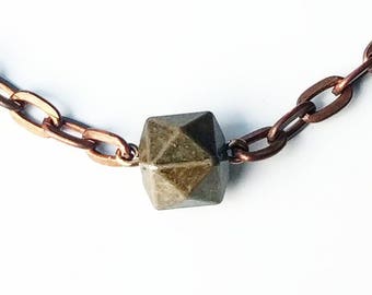 Metallic Polyhedron Bracelet - copper chain, mixed metal cyberpunk jewelry, geometric metal bracelet, mens bracelets, hexagon bracelet