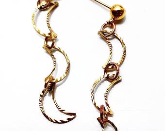 Gold-tone Half Moon Dangle Earrings ON SALE - celestial earrings gold tone, crescent moon dangle earrings, long earrings lightweight