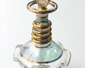 Egyptian Perfume Bottle - vintage glass perfume bottle, gold perfume bottle, glass perfume holder, middle eastern perfume bottle, blue glass