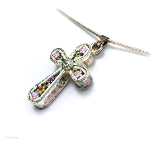 Large Cross Pendant Necklace sterling silver - ca… - image 3