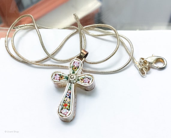 Large Cross Pendant Necklace sterling silver - ca… - image 2