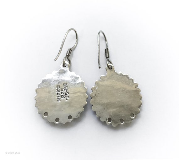 Silver Aztec Dangle Earrings - sterling silver ps… - image 6