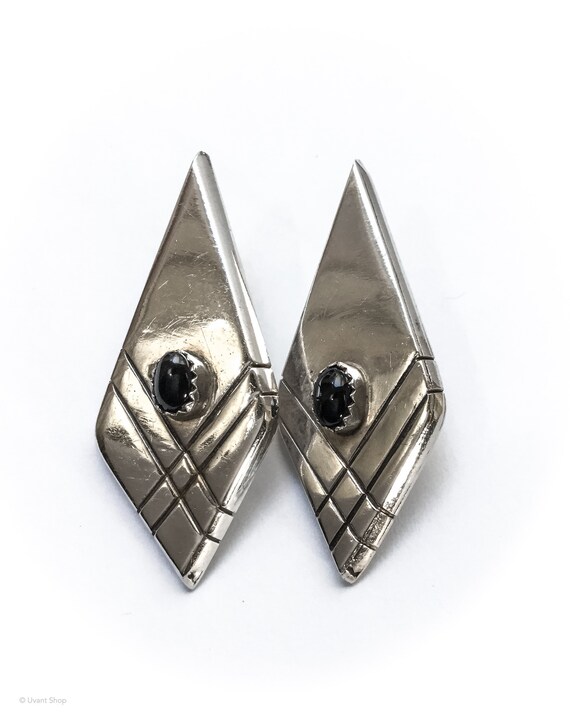 Large Onyx Earrings sterling silver ON SALE - navajo … - Gem Large Onyx Earrings sterling silver ON SALE - navajo … - Gem