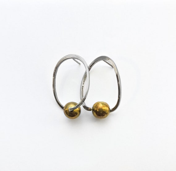 Modernist Orb Earrings - sterling silver vintage … - image 1