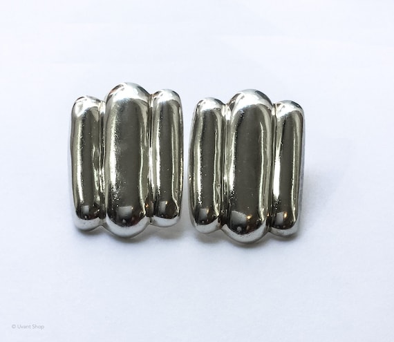 Huge Modernist Post Earrings Sterling Silver - mo… - image 2