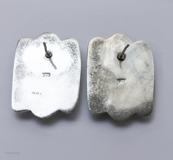 Huge Modernist Post Earrings Sterling Silver - mo… - image 3