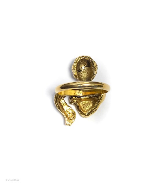 Gold Aquarius Ring size 6 - vintage gold plated r… - image 4