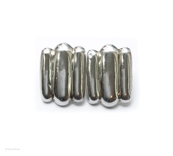 Huge Modernist Post Earrings Sterling Silver - mo… - image 4