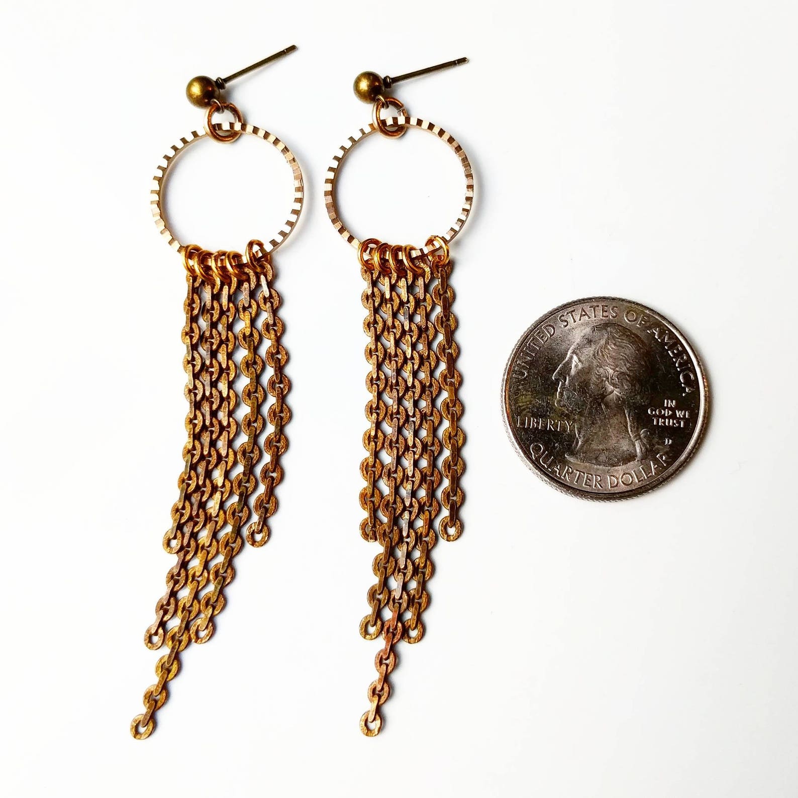 Cyberpunk Dangle Earrings ON SALE Extra Long Bronze Chain - Etsy