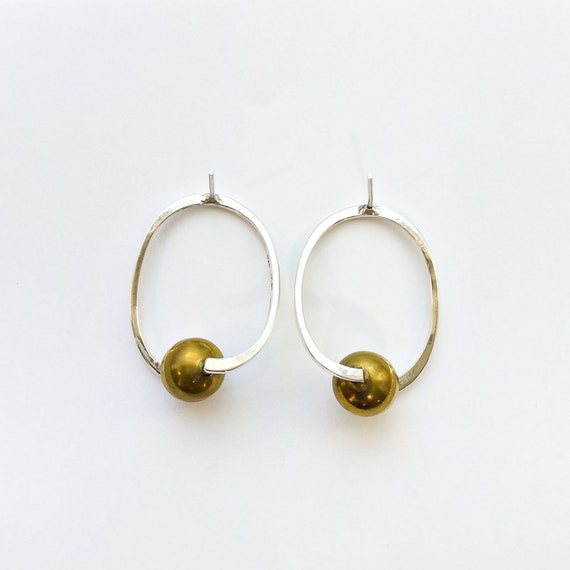 Modernist Orb Earrings - sterling silver vintage … - image 4