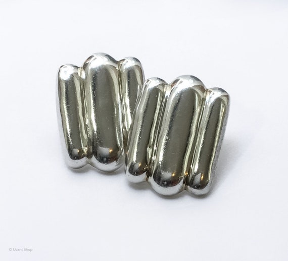 Huge Modernist Post Earrings Sterling Silver - mo… - image 1