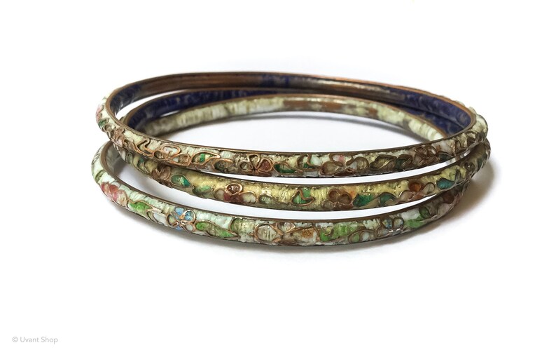 Copper Enamel Bangle Bracelet vintage art noueavu jewelry Etsy