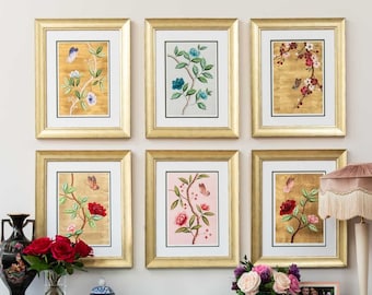 Set Of 6 Chinoiserie Wall Art - Floral Art Prints - Gallery Wall - Art Print Collection - Diane Hill