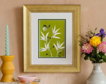 White Bamboo Art Print - Diane Hill - Clarissa Art Print - Green Chinoiserie Art