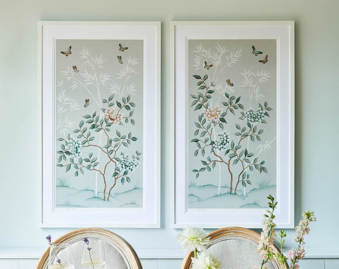 Mariya & Lilly Blue / Pastel Chinoiserie Wall Art / Set of Two Art ...
