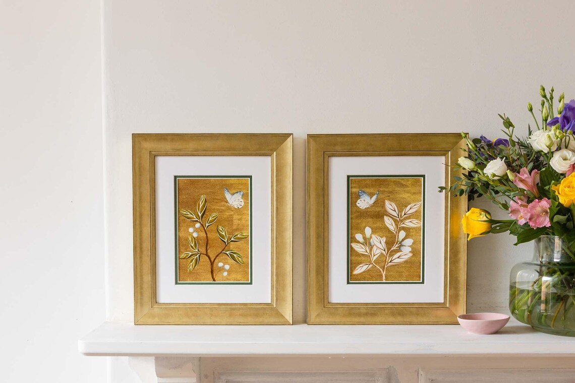 Rhoda & Britney Gold Floral Chinoiserie Art Print / Framed Art Prints ...