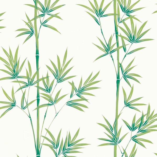 Isabella wallpaper white and green bamboo / Harlequin wall coverings / Wallpaper roll living room, bedroom, nursery / Plant tropical jungle